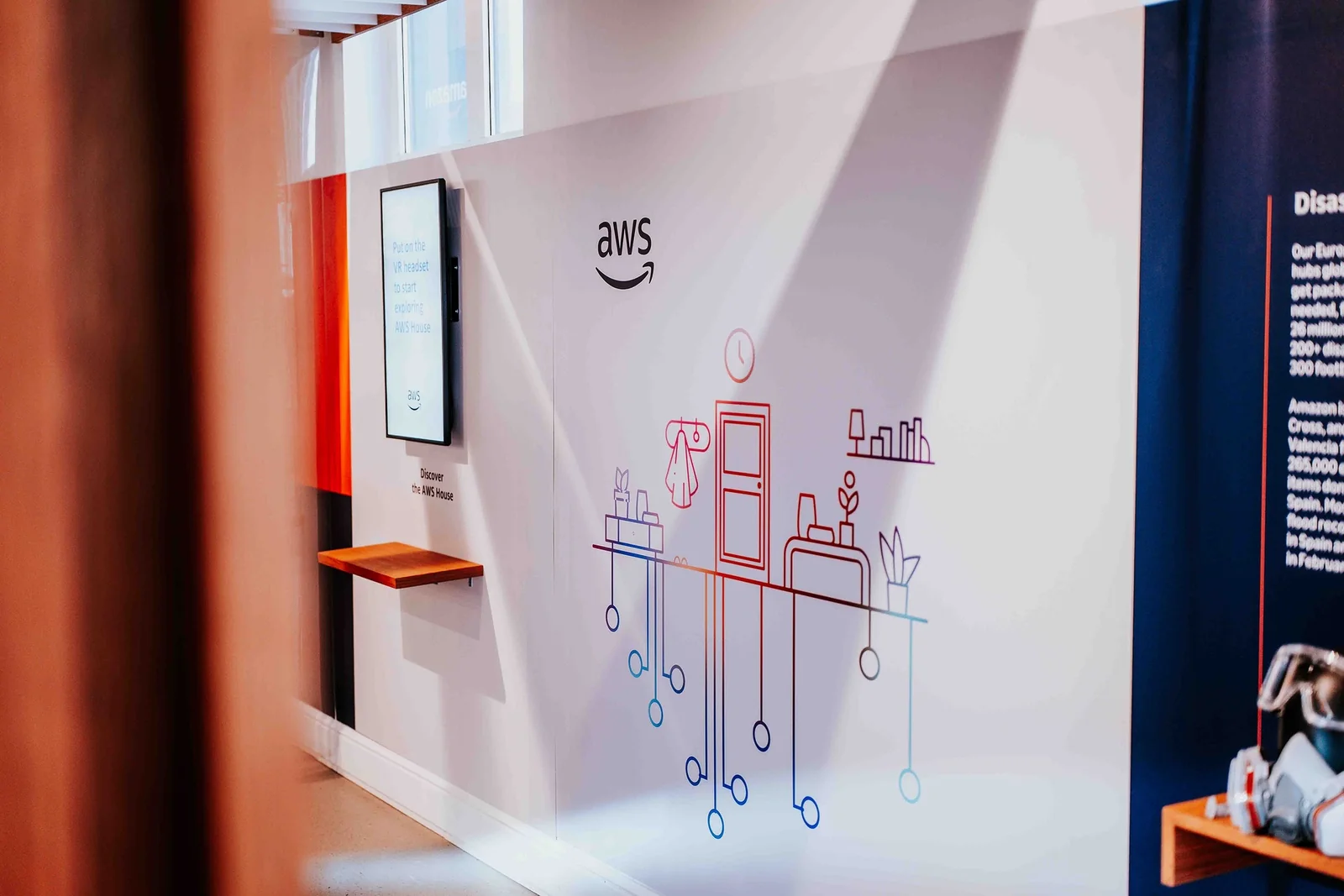 The Amazon Expo space with Amazon branding on the back wall